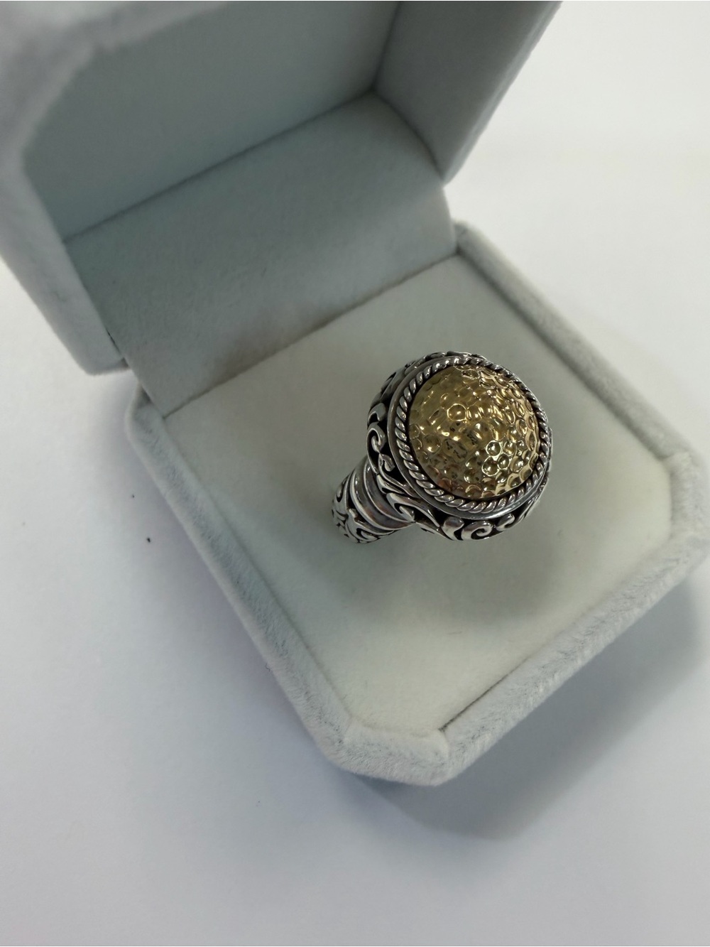 Samuel B Behnam 18k & Sterling Sterling Silver Hammered Dome Ring Size 7.25